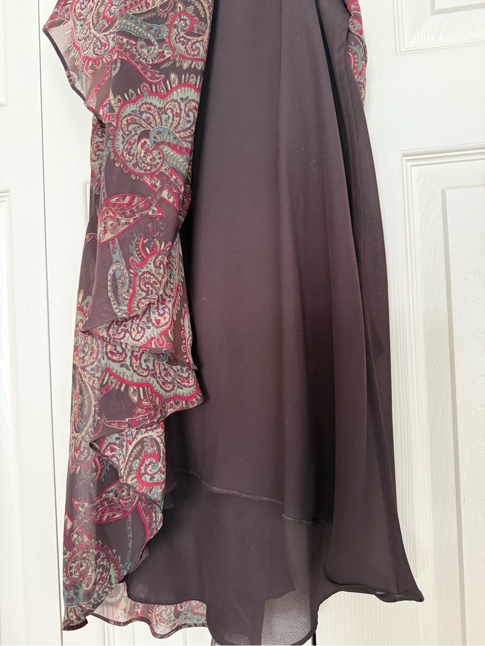 Chaps Paisley Skirt in Brown, Red, and Green size S - Picture 4 of 6